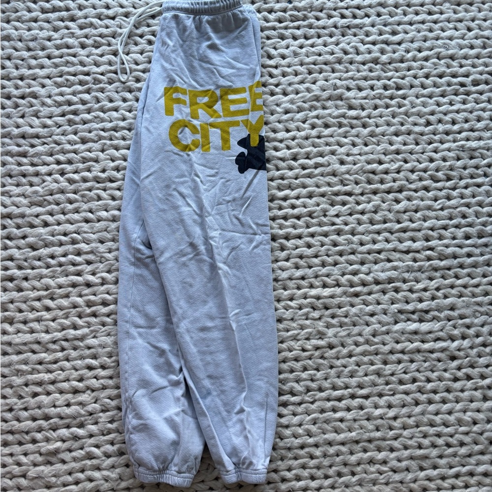 Freecity Gray Sweatpants with Yellow and Black Logo